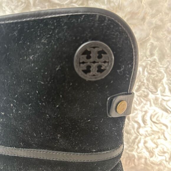 Tory Burch Black Suede Shearling Lined Mid Calf Snow Winter Boots‎ size 6.5 - Picture 7 of 12